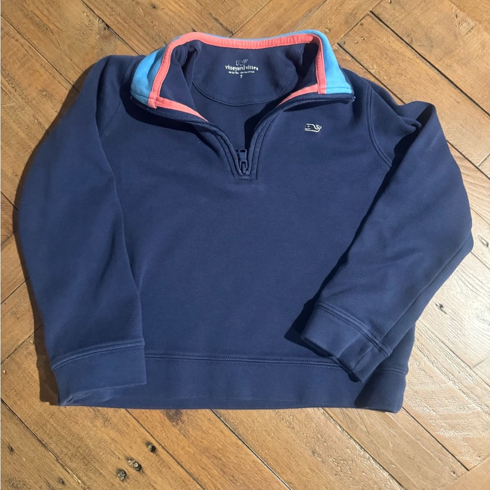 Vineyard Vines boys size 7 navy quarter zip